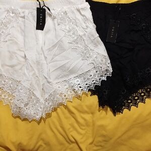 Uk2la Brand Women's Lace Trim Shorts - Black and White